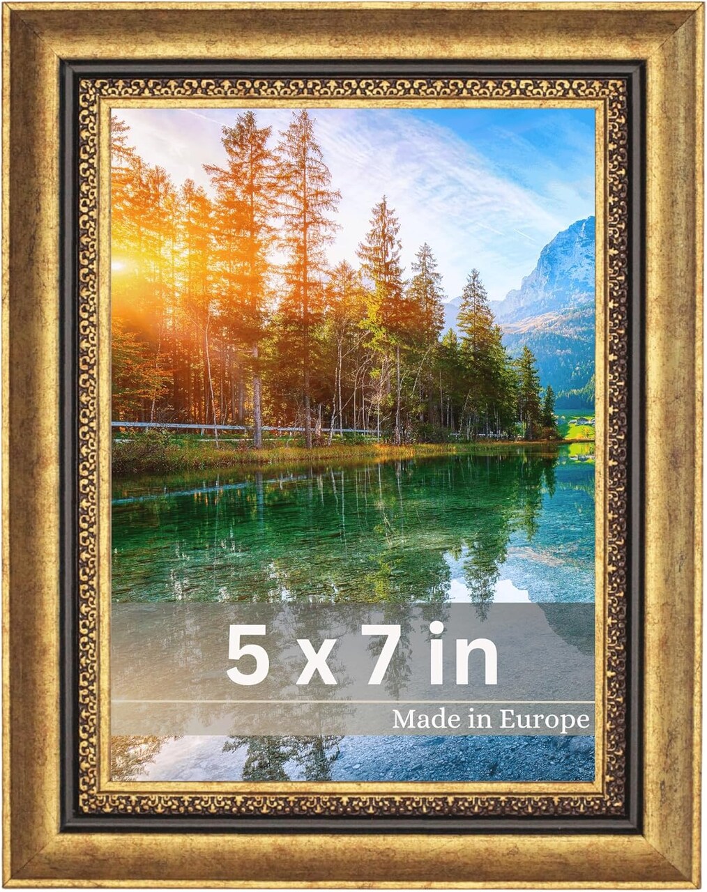 1 Pc 5x7 Vintage Baroque Picture Frame with Acrylic Glass (Gold)